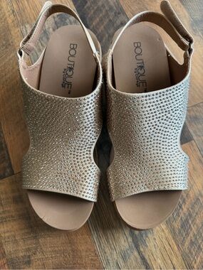 Boutique by Corkys Nude Crystal Slingback Sandals